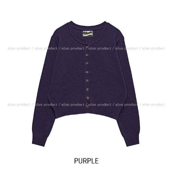 [U-BASIC] ウッディーセミクロップラウンドカーディガン