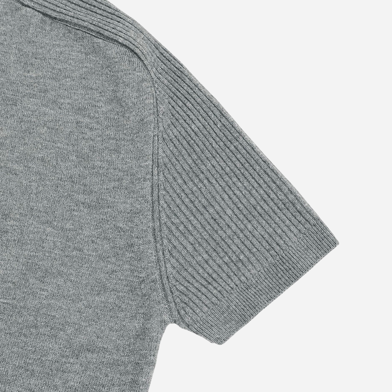 Needle Henley Neck Short Sleeve Knit