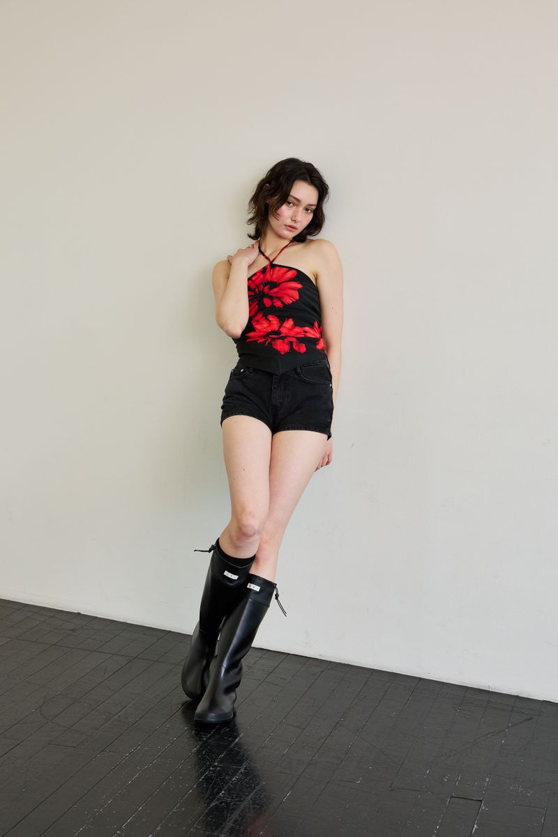 PEPPY MICRO DENIM SHORTS / BLACK