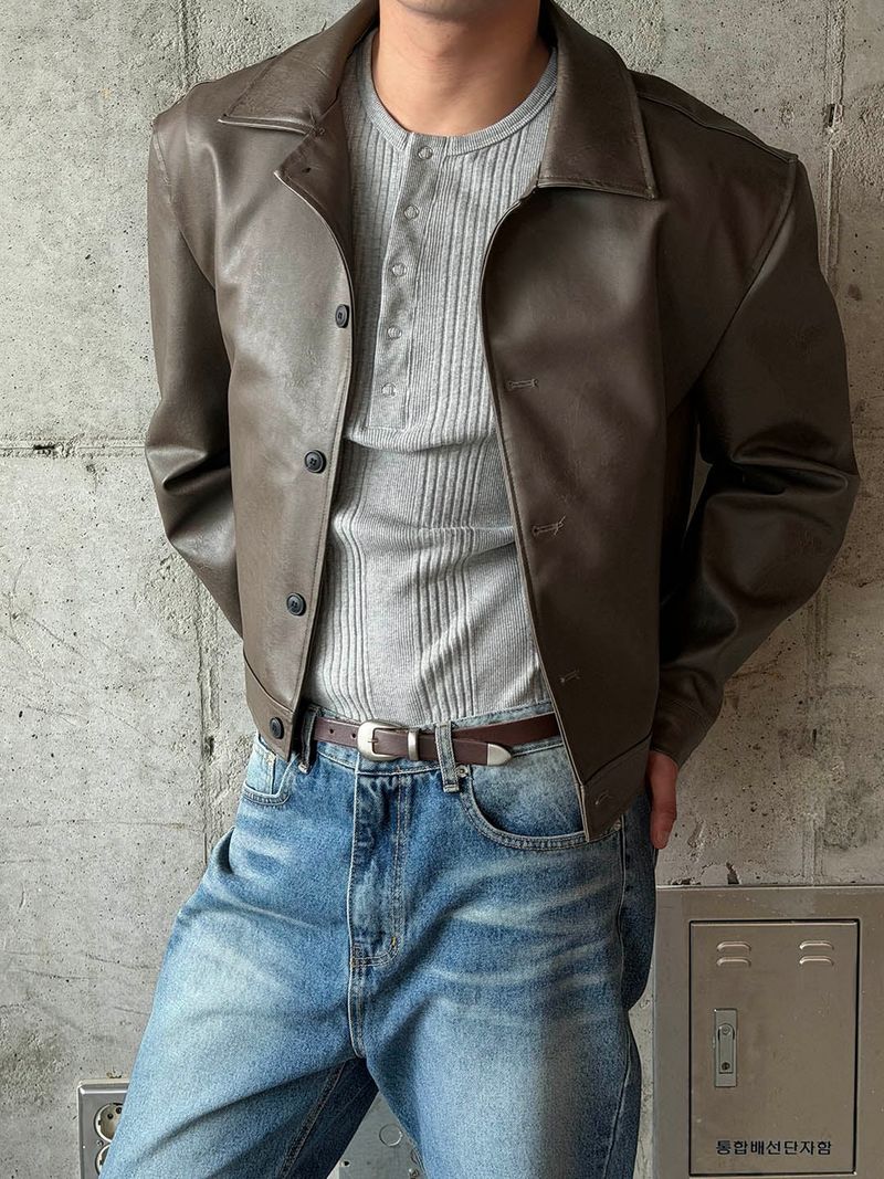 LAURANT(ロラン)の「Minimal crop leather jacket(2color)(Jackets/Outerwear)」
