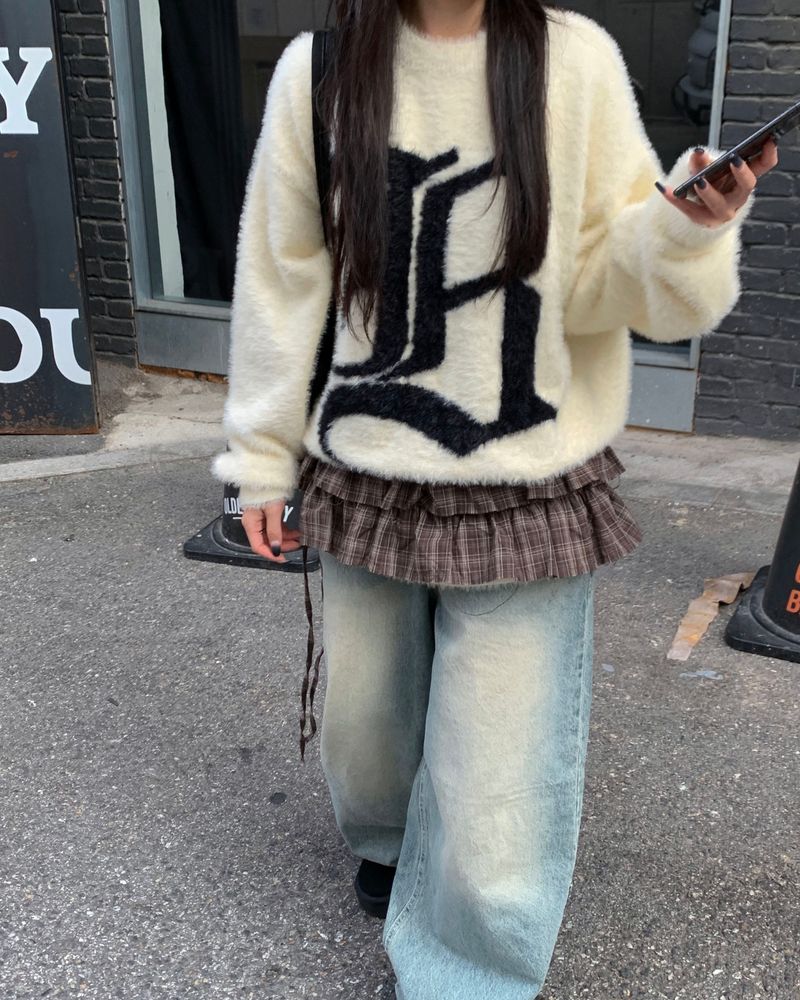 チェックレイヤードスカート