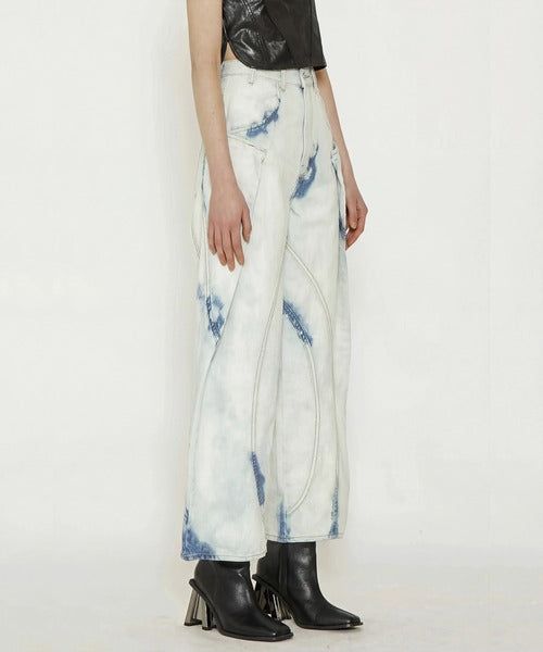 BLEACH WIDE DENIM PANTS