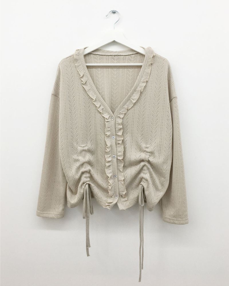 Punch Shirring Ruffle Cardigan (3color)