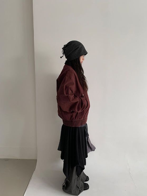 Lano Washing Color Matching Collar Work Jacket