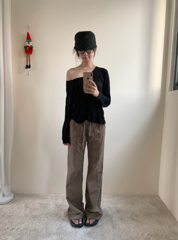 washed cotton bootcut pants