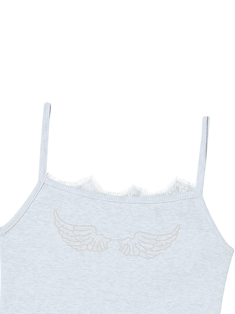 LACE SLEEVELESS HEATHER GREY