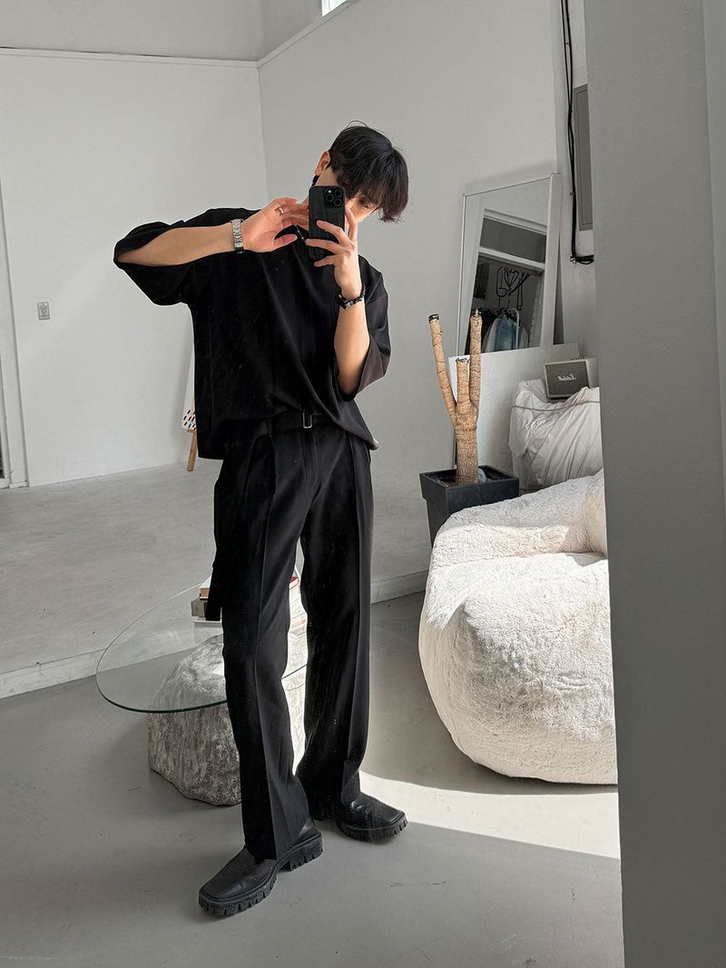 ASCLO Semi Wide Belt Slacks (4color)