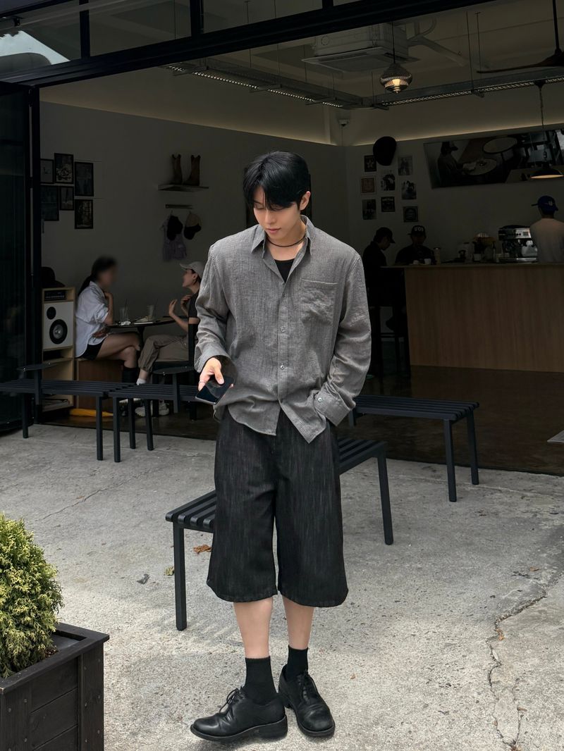 Mist checkered long sleeve shirt