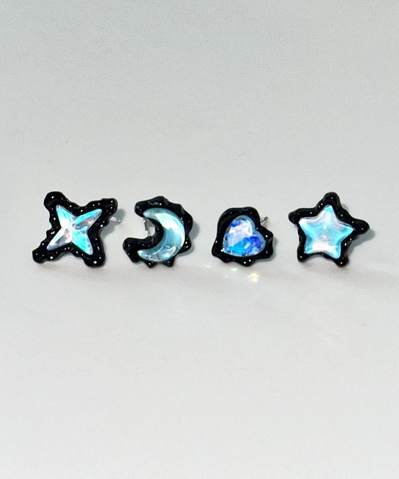 ブルーハートスパークムーンスターピアス 4Set 