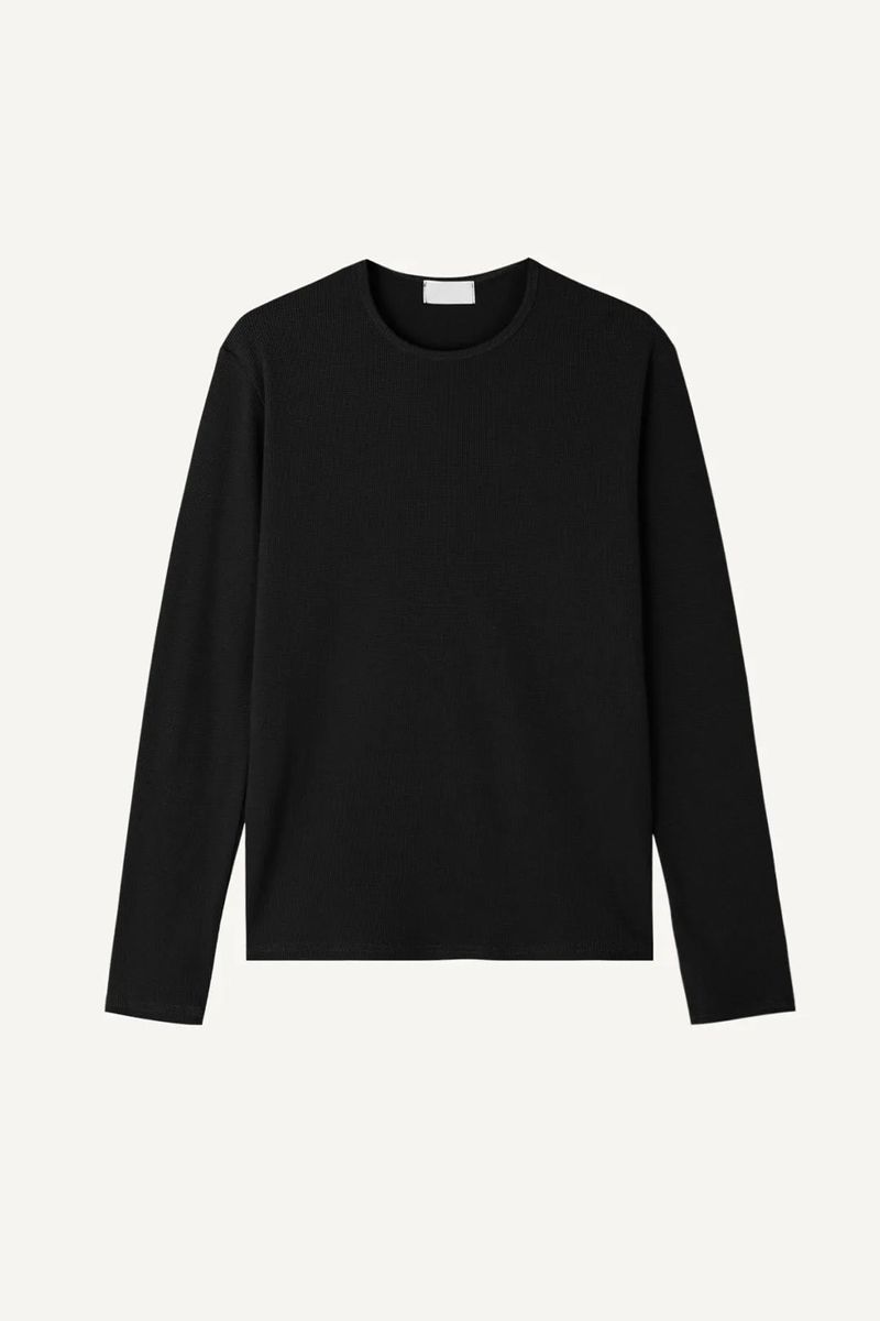 Slim Crop Waffle Long Sleeve