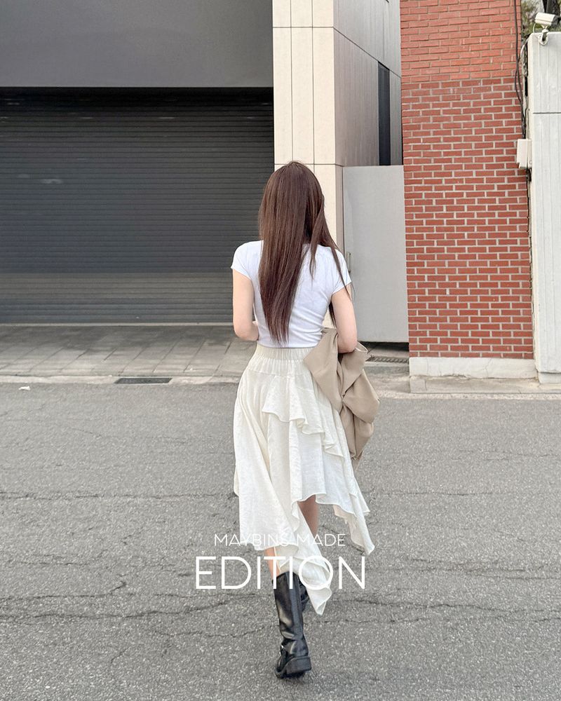 [MADE] Ton linen unbalanced skirt