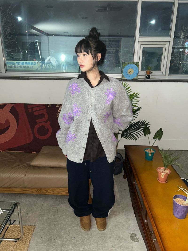 (2color) flower cardigan