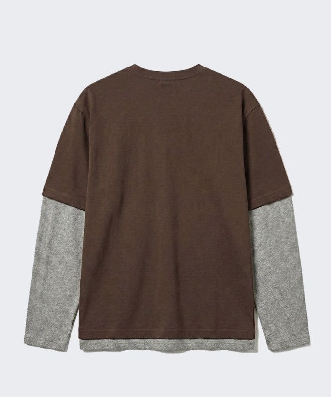 Crop Layered Long Sleeve Brown