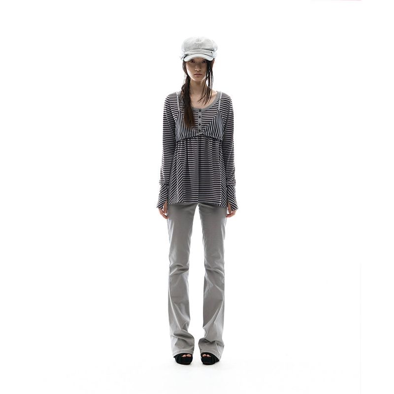 ojos（オホス）の「Layered Bra Flare Top / Stone Brown（Tops）」