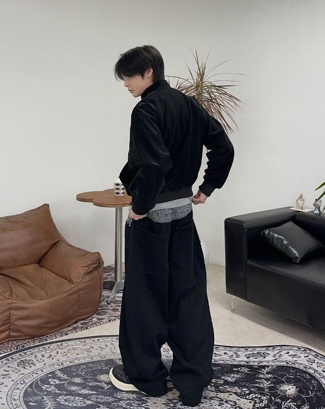 Hide Glossy Pleats Leather Jumper