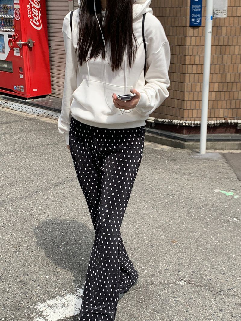 [MADE] Dot Pleated Long Bootcut Pants