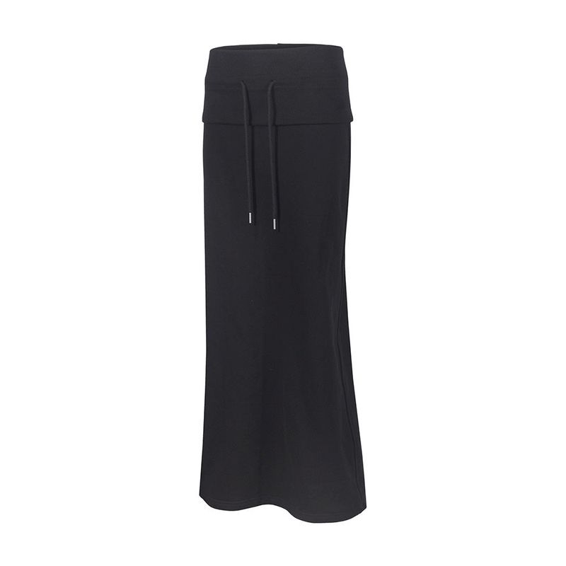 FOLDING SWEAT MAXI SKIRT_Black