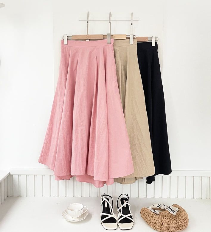 Effiang banding flare long skirt