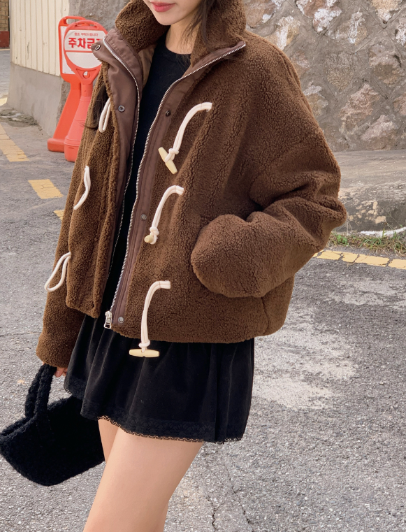 #Snow Boa Short Duffle Jumper (2color)