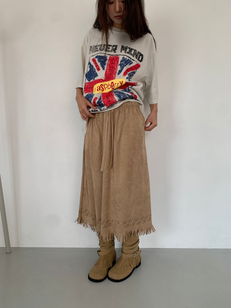 SUEDE PUNCHING SKIRT (3C)