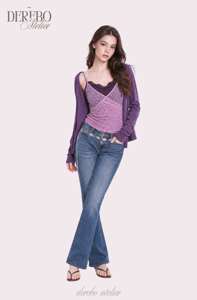 Purple Chiffon Layered Sleeveless T-shirt