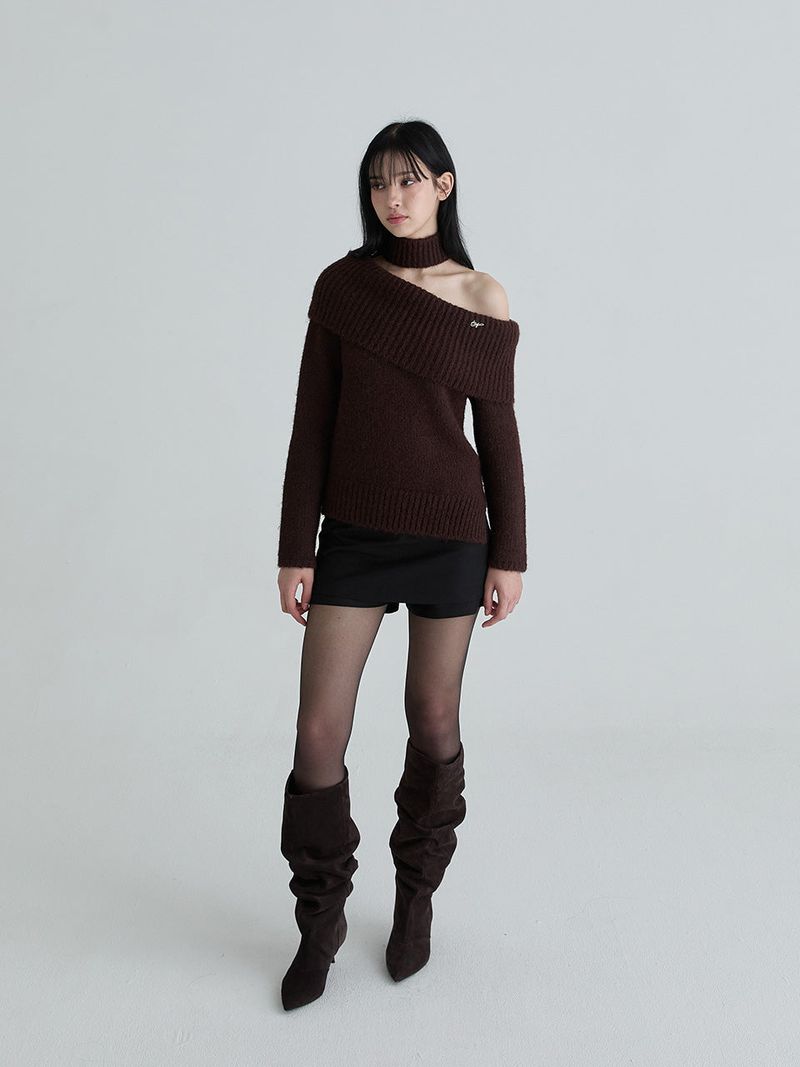 Muffler symbol knit set (Brown)