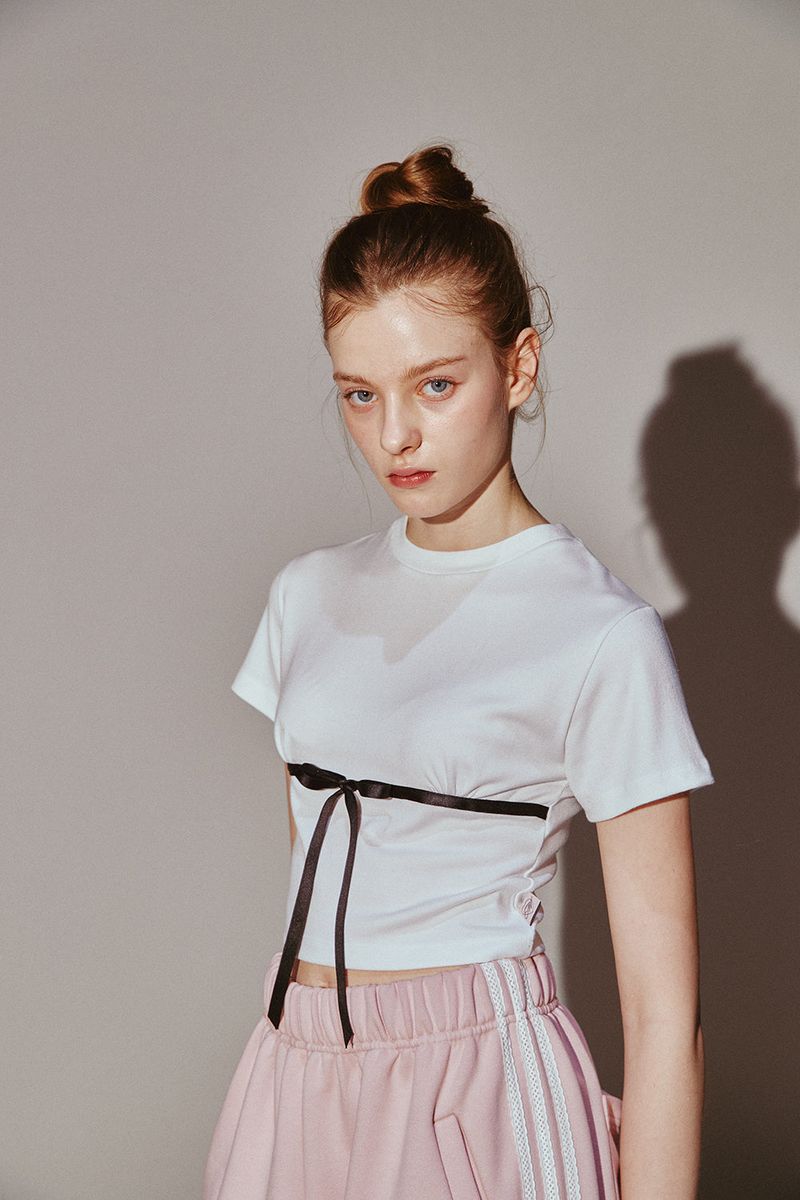 Ribbon Shirring Top White
