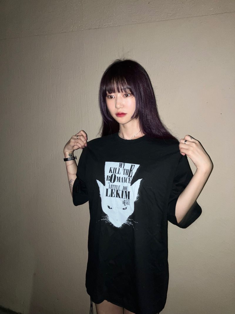 LEKIM DEVILL CAT T-SHIRT PIGMENT BLACK