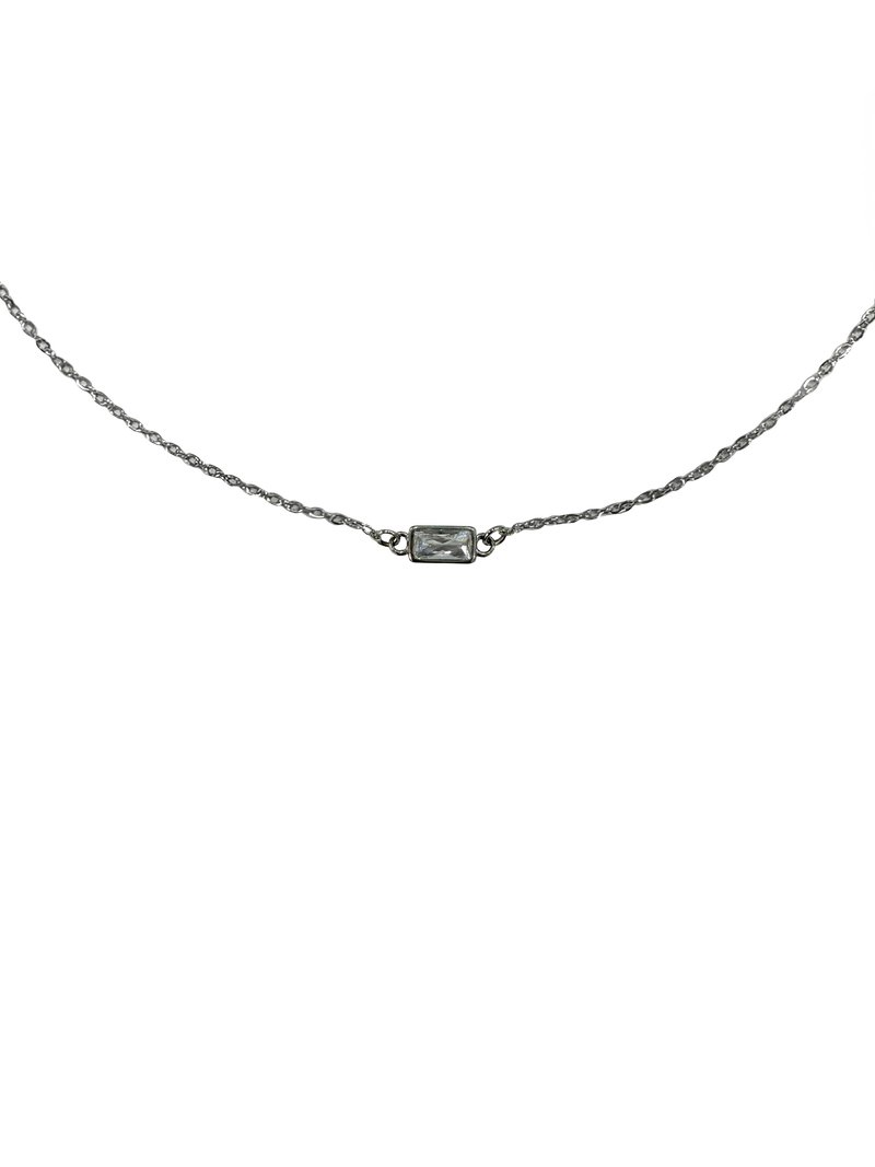 Square cubic bar necklace