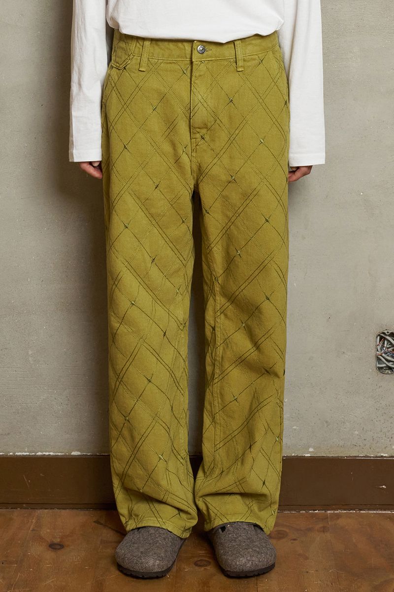 ARGYLE EMBROIDERED PANTS