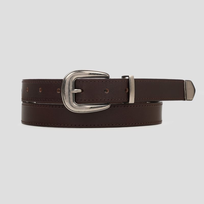 Cow leather western belt brown