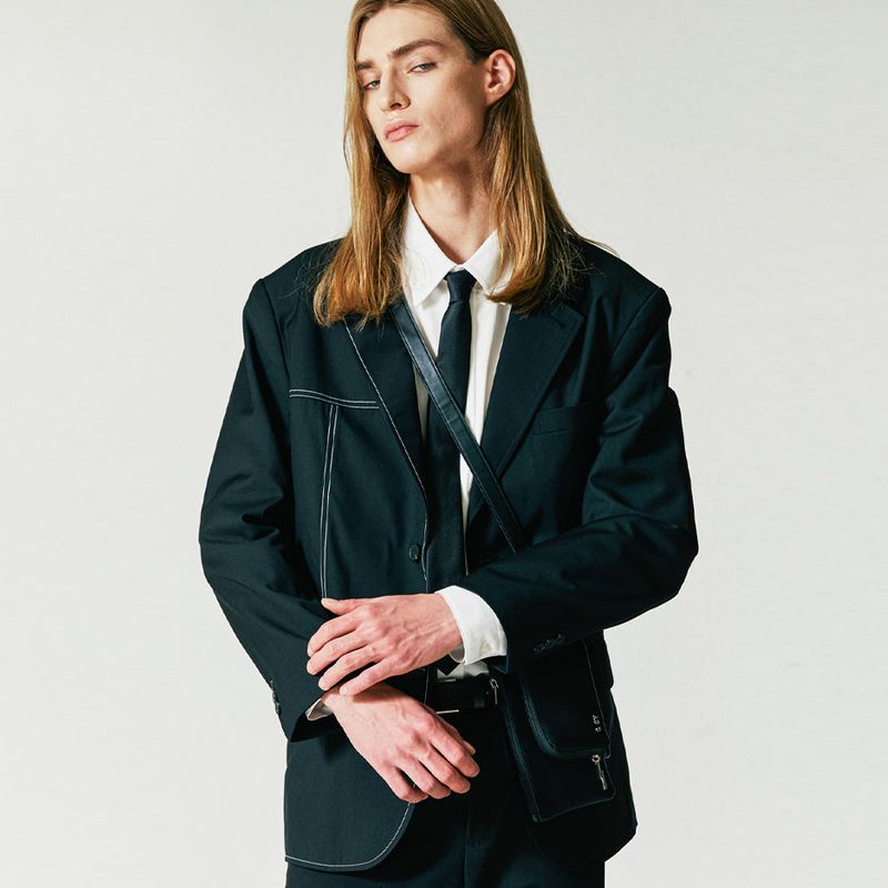 Half stitch single blazer black