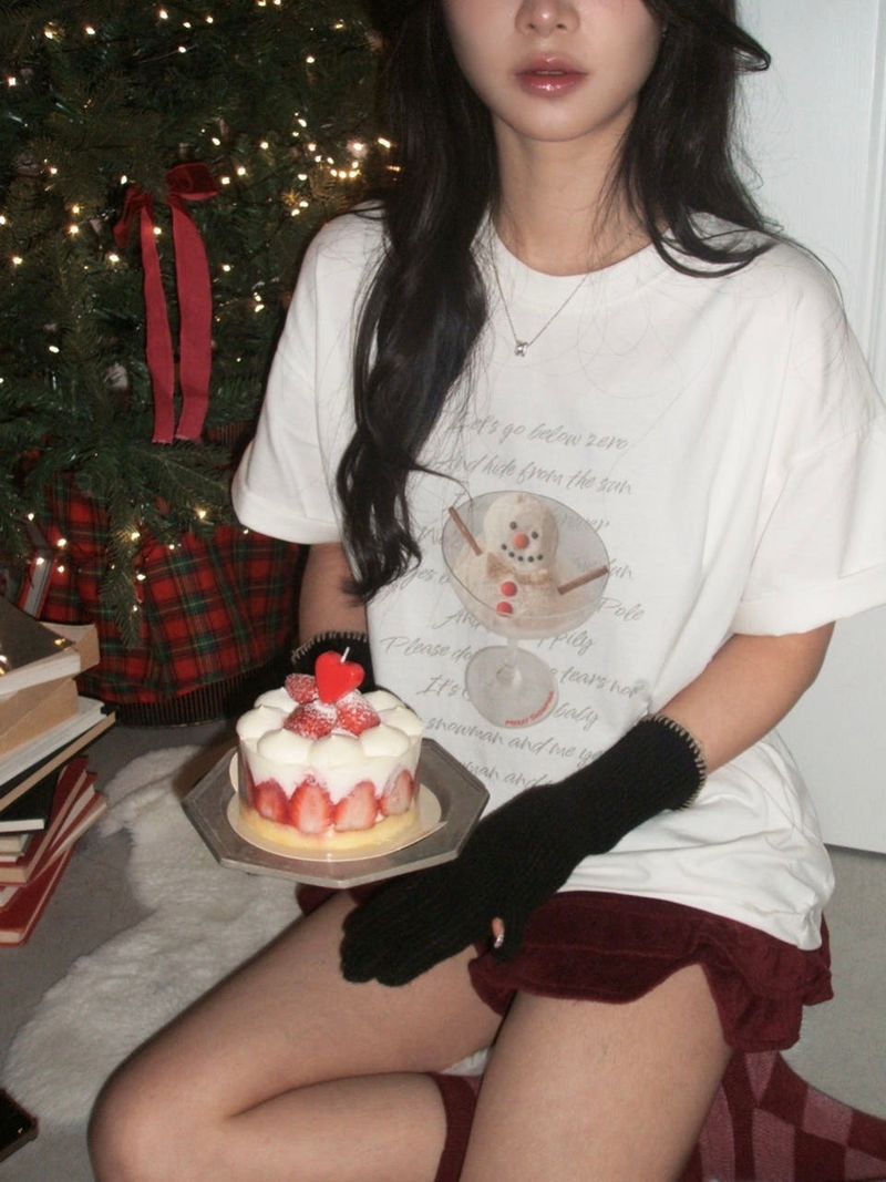 Snowman short-sleeved T-shirt