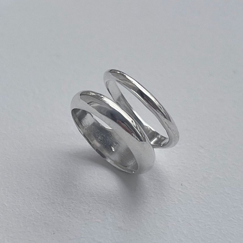Bold double qubic ring (Aquamarine)