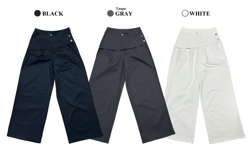 Close Pintuck Wrap Two Button High Waist Long Wide Pants