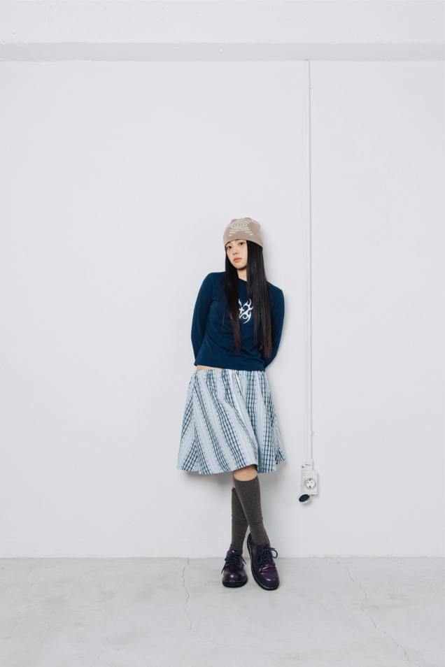 Check Twister Star Skirt - Stripe Light Blue