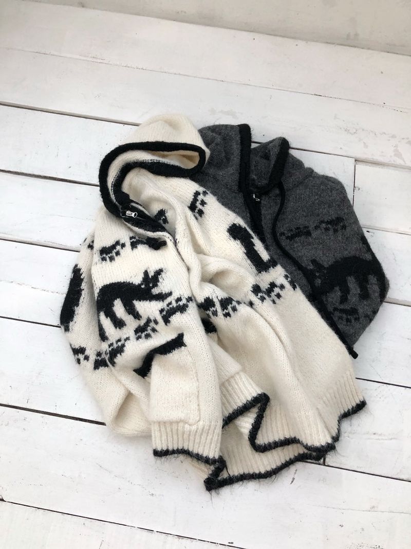 Meow Nordic Knit Zip-Up