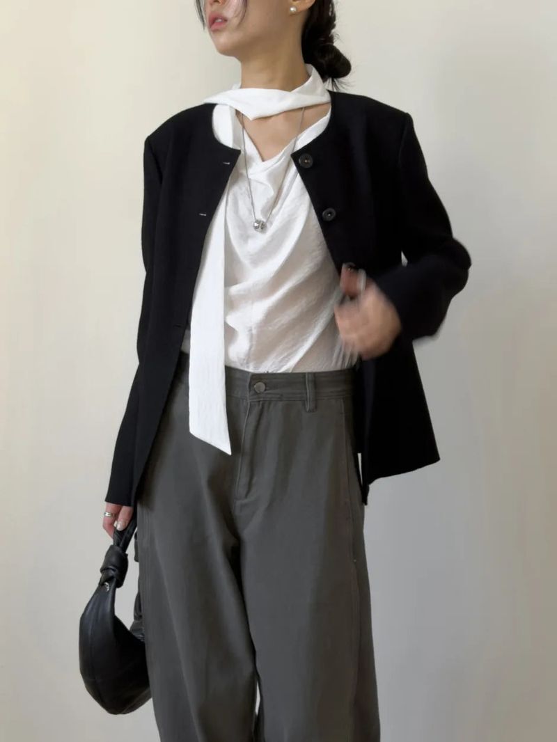 [Short Sleeve Version] Meringue Drape Tie Blouse