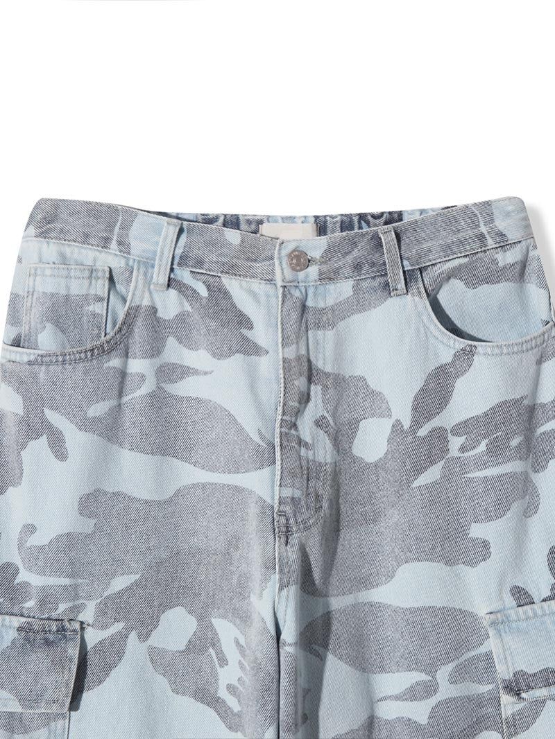 ASCLO Washed Camo Denim Half Pants (2color)