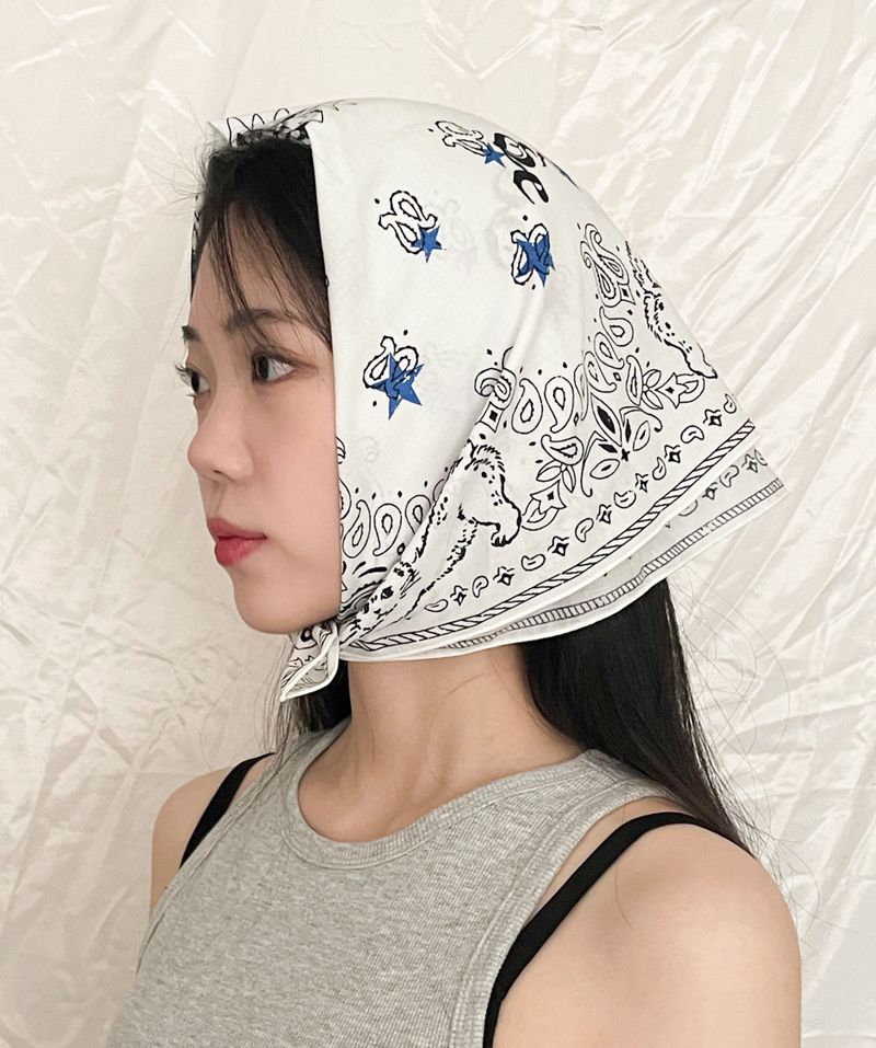 Paisley cat bandana scarf_ white