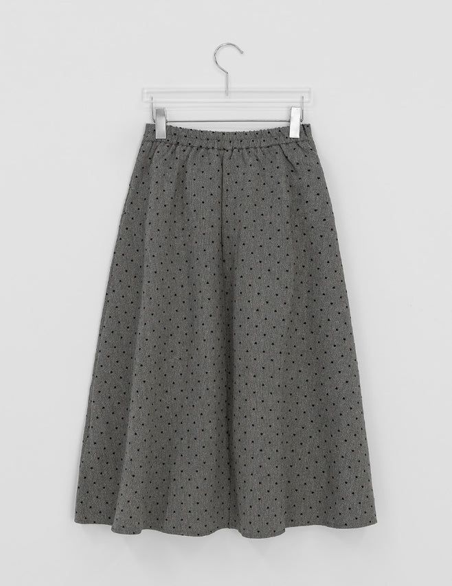 Fiden Wool Pleats Banding Dot Long Skirt