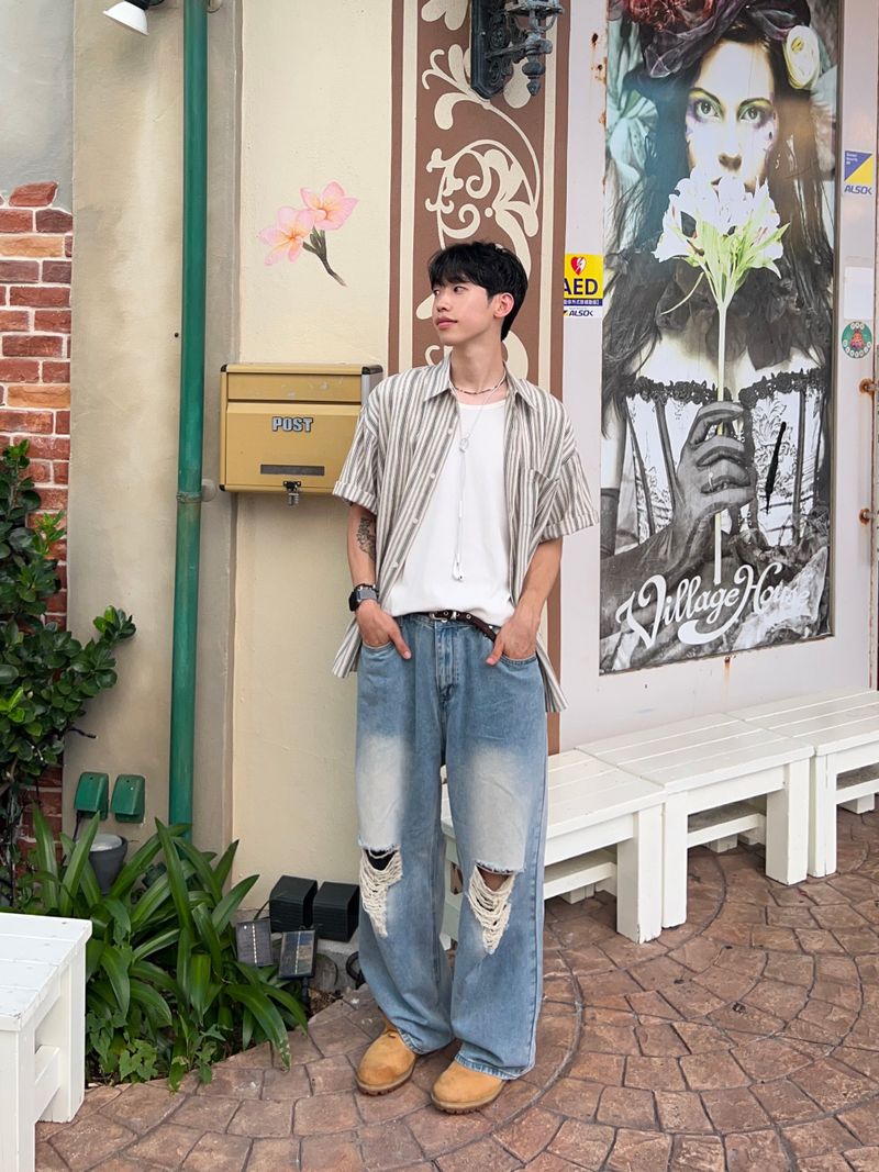 Frayed Distressed Denim Pants – S/M/L (2 Colors)