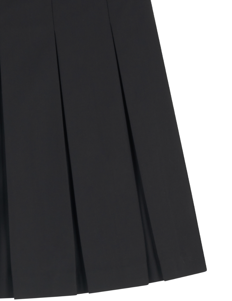 [mnem] loop pleated midi skirt (black)