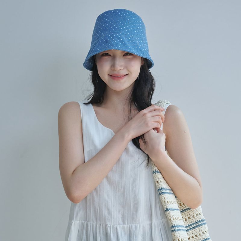 Dot Denim Moon Bucket Hat
