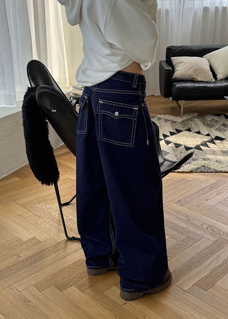 STITCH POCKET WIDE DENIM