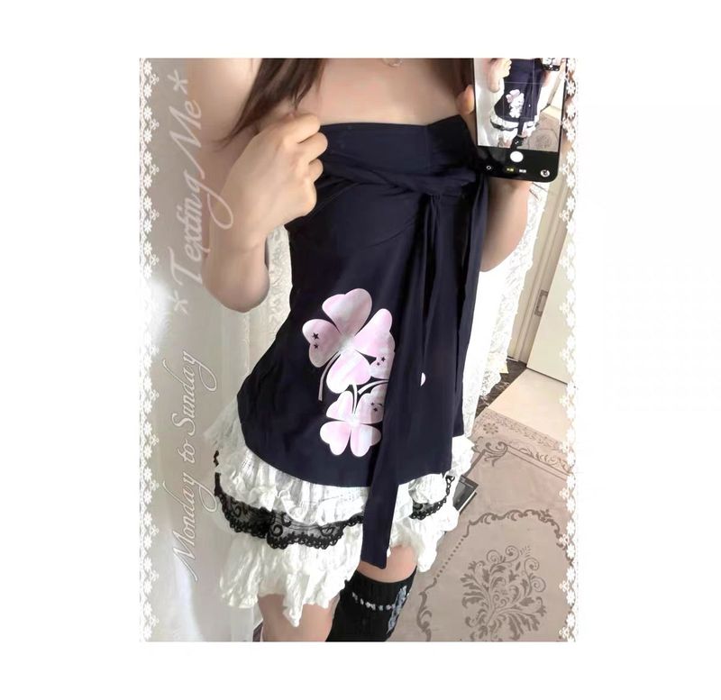 Y2K Pink Clover Tube Top