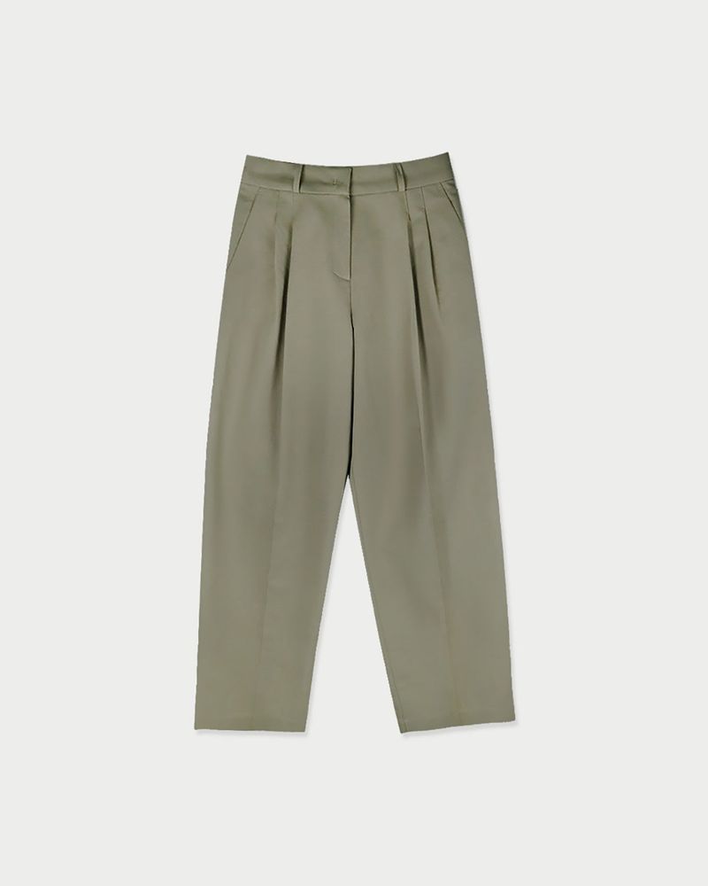 Chino pintuck pants_khaki beige