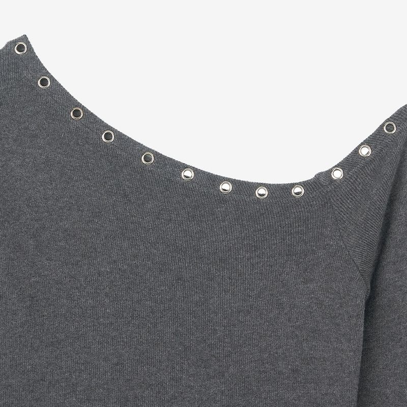 Studded Off-Shoulder Charcoal