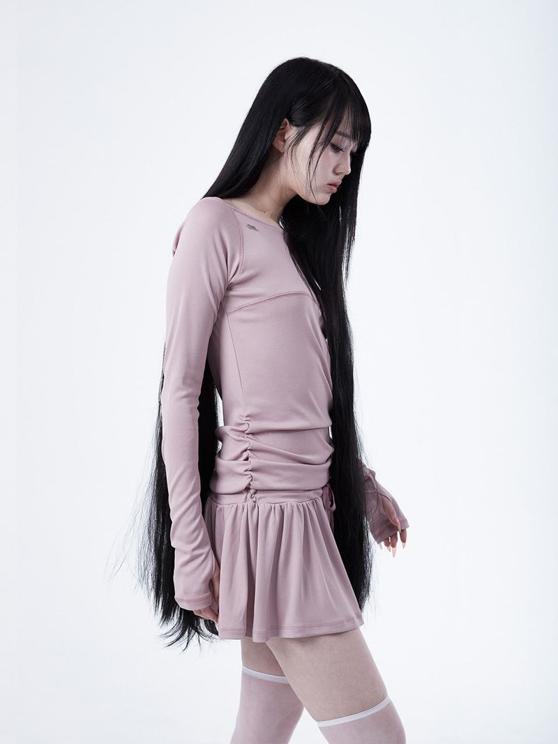 RAGLAN METAL LOGO DRESS [PINK]