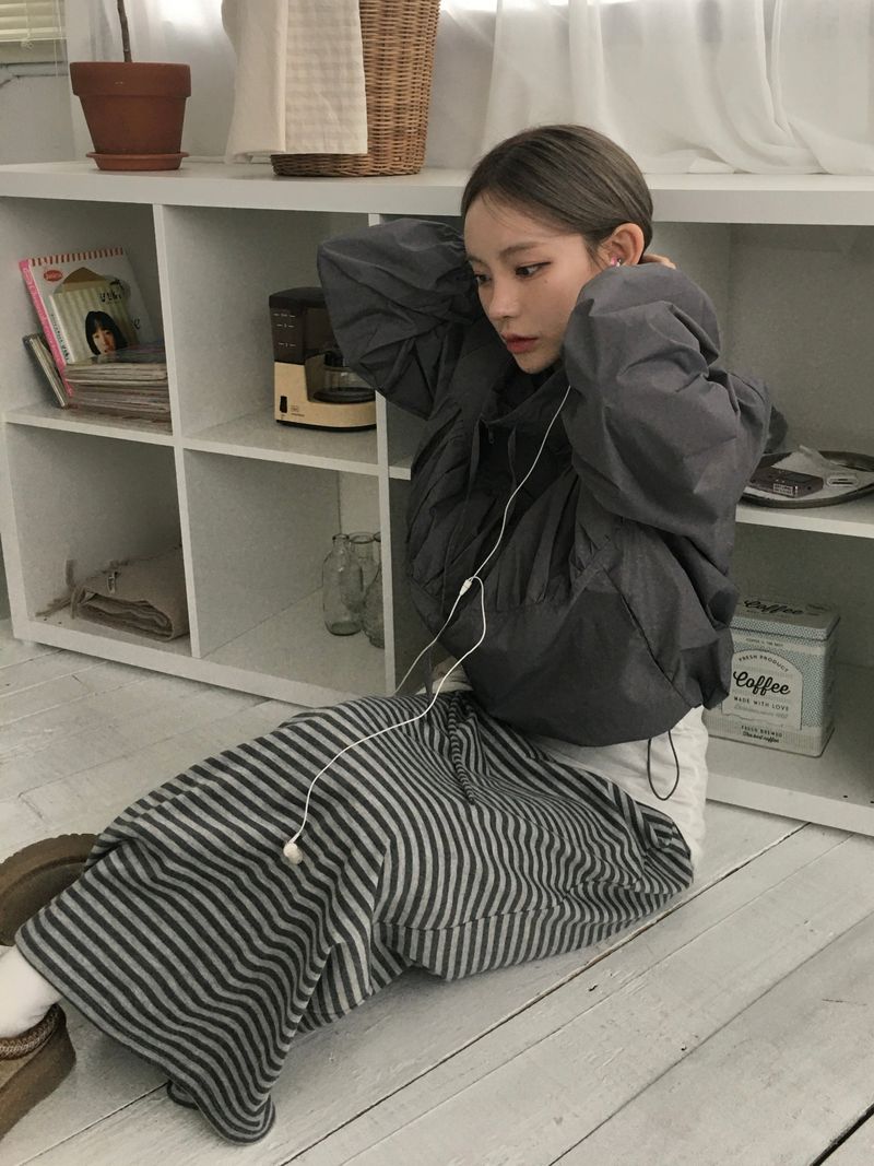 Bunny Stripe Banding Long Skirt (2c)